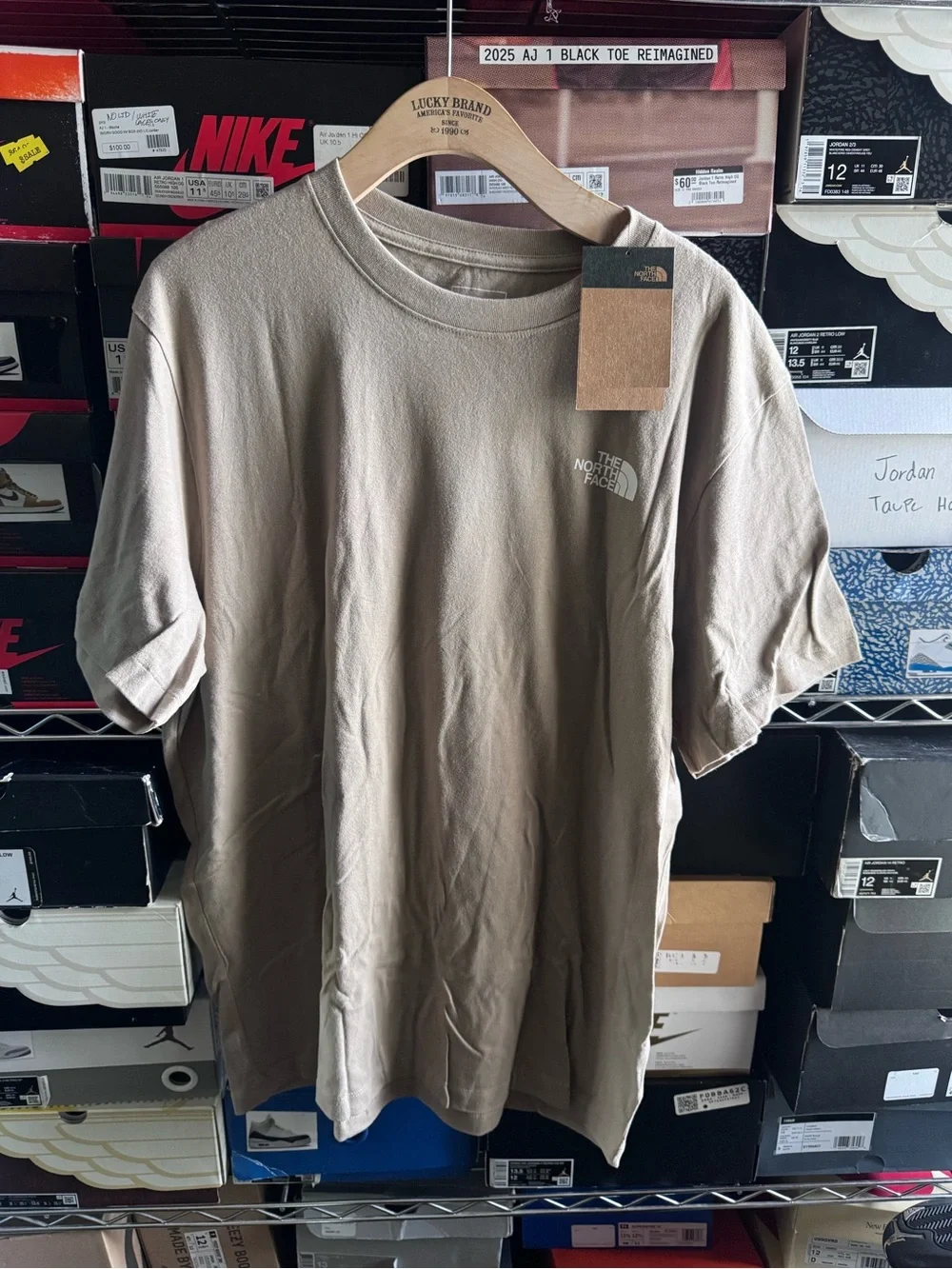 The North Face Men's Short Sleeve Tee in Tan with Black Logo